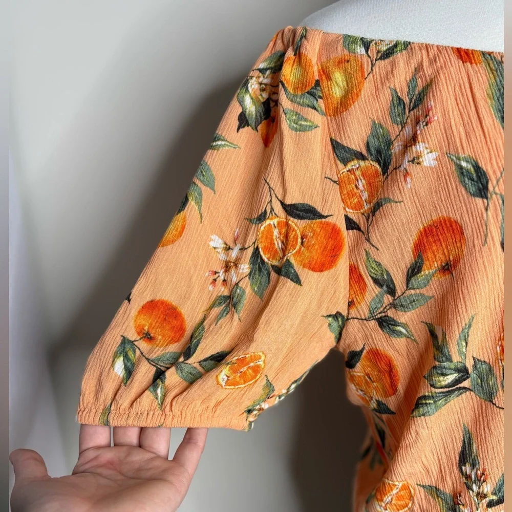LOFT Peach Floral Off-Shoulder Blouse - Picture 5 of 9